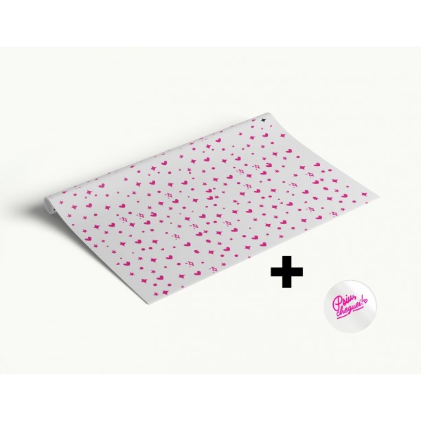 Papel SEDA Impressão Padrão 31x46 com adesivo Psiu Cheguei