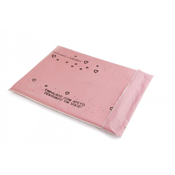Envelope de Segurança Rosa P 26,5x34 Biodegradável, sem bolha