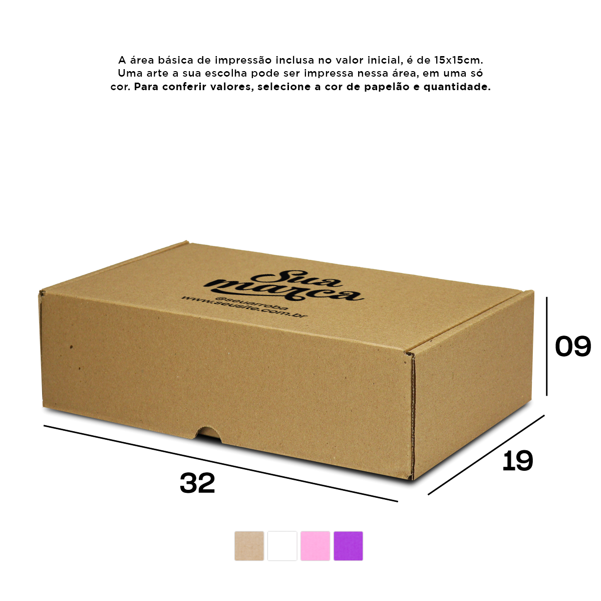Caixa de Papelão Personalizada (32x19x09) Sedex 07