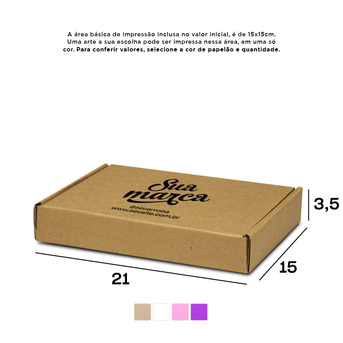 Caixa de Papelão Personalizada (21x15x3,5) Sedex 15 Mini Envios