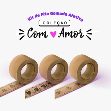 Trio de Fitas de Papel Gomado coleção Com Amor 30m cada.