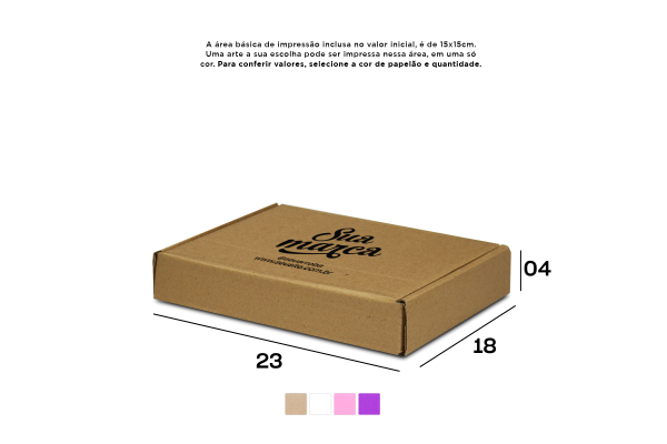 Caixa de Papelão Personalizada (23x18x4) Sedex 12