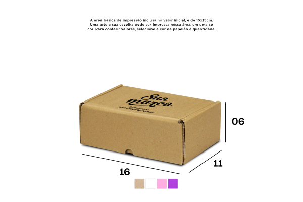 Caixa de Papelão Personalizada (16x11x06) Sedex 13