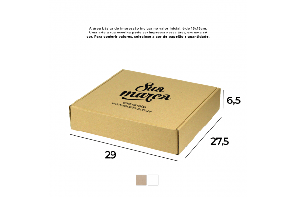 Caixa de Papelão Personalizada (29x27,5x6,5) Sedex 19