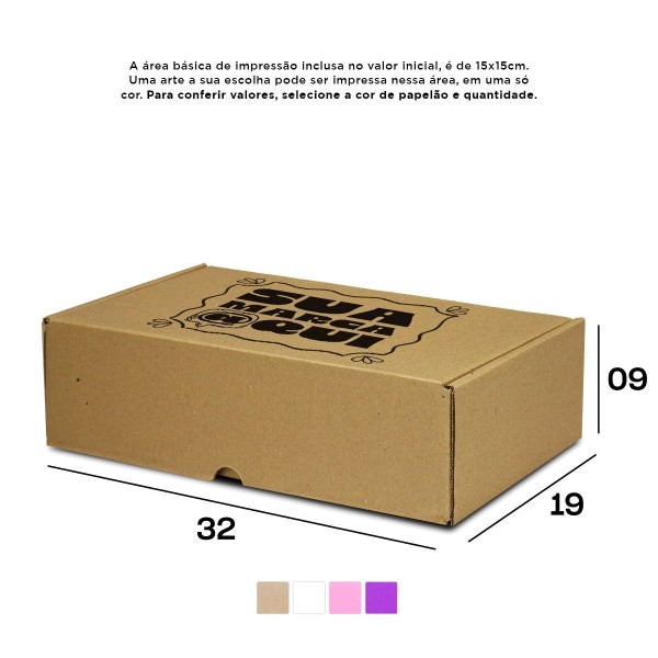 Caixa de Papelão Personalizada (32x19x09) Sedex 07