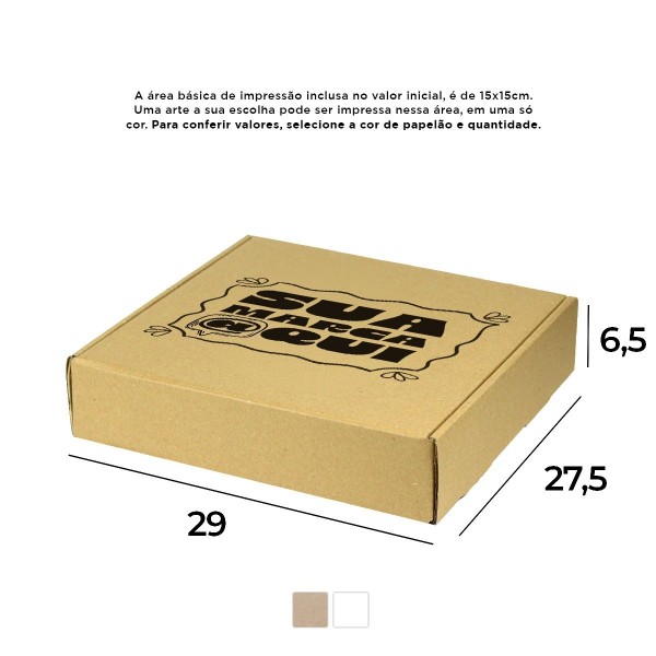 Caixa de Papelão Personalizada (29x27,5x6,5) Sedex 19