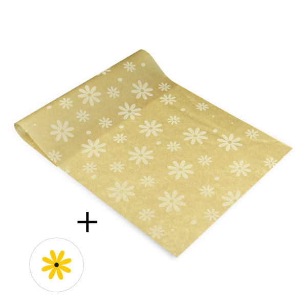 Papel Seda Afetivo Kraft Flores 30X50 + Adesivos