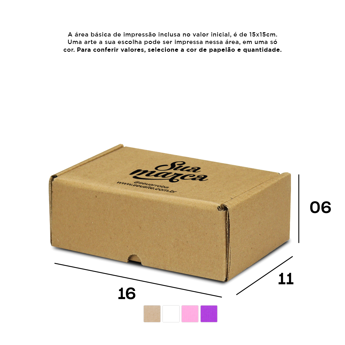 Caixa de Papelão Personalizada (16x11x06) Sedex 13